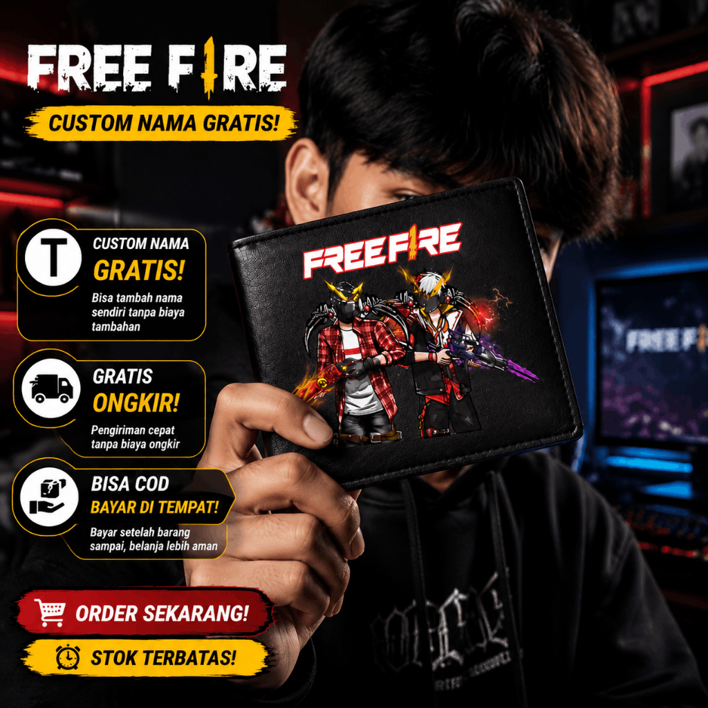 DOMPET WALLET ANAK FREE FIRE FF ALOK SG 2JT SG RAPPER SG OPM SG ELITE DOMPET FREE FIRE FREE NAMA
