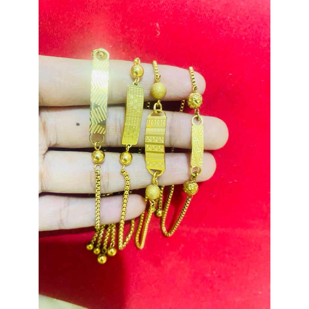 gelang serut asli titanium lapis emas 23 karat dijamin awet tahunan