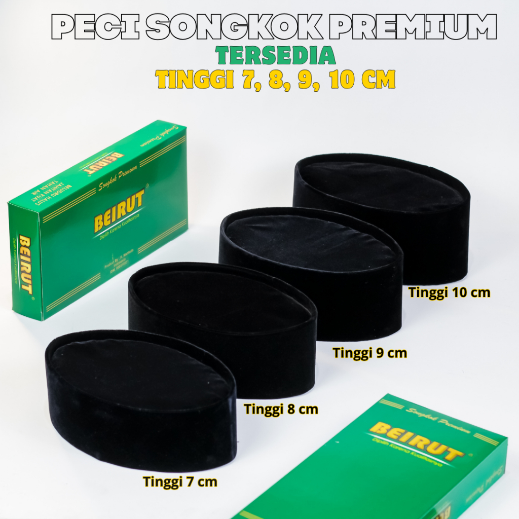 Songkok Beirut Peci Hitam Polos Dewasa Premium