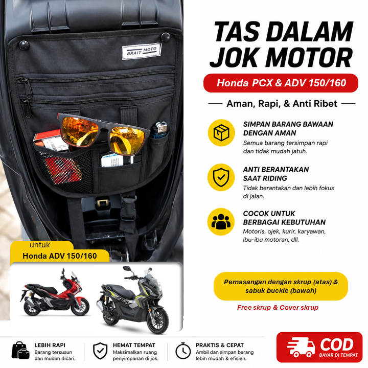 braitmoto Tas Bagasi Kantong Jok Motor Honda ADV 150 160