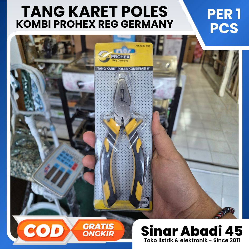 Tang Kombinasi Prohex 6 Original – Tang 6” Multifungsi Tang Listrik Tang Tukang Tang Baja Tahan Kara