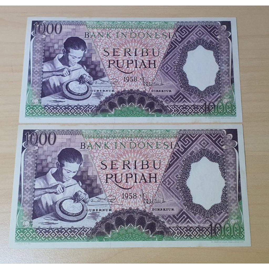 Uang Kuno 1000 Rupiah seri pekerja coklat tahun 1964
