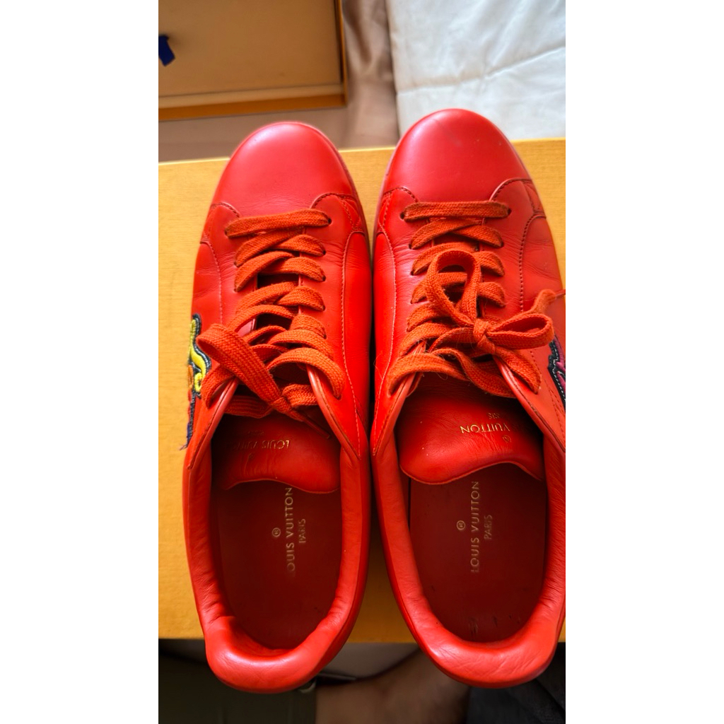 Louis Vuitton Red Leather Sneakers – Authentic