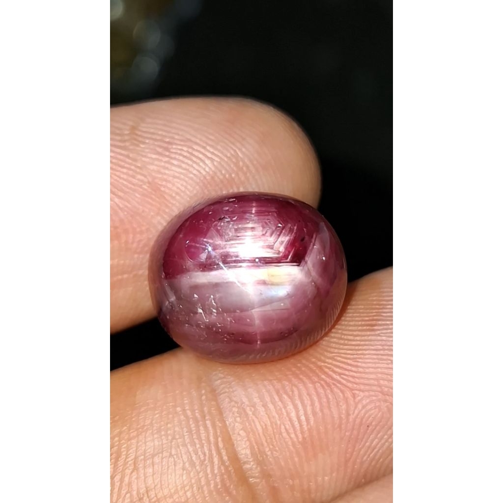 Natural Ruby Star Motif Merah Putih 16.40 Ct Heat C 14x12 mm Star 6 Ray