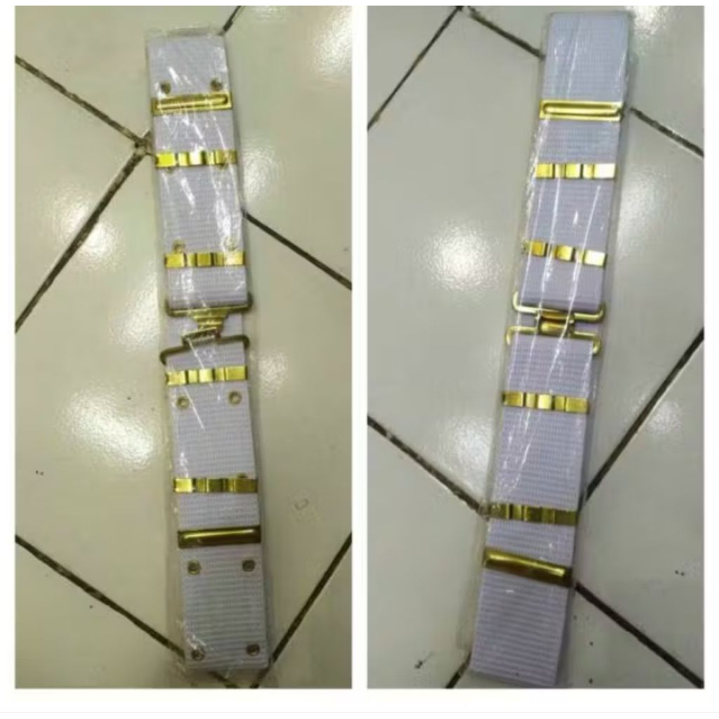 Kopel Putih Polosi Militer Pm + Ring Kuningan Pom Ad