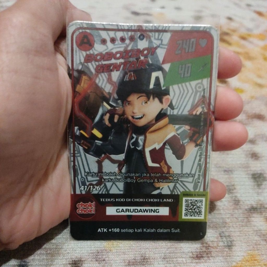 Mainan Kartu Koleksi Boboiboy holo A Boboiboy Gentar