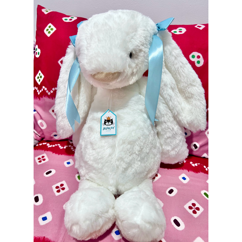Boneka Kelinci Jelly Cat (Huge/Jumbo/Besar) Bulu Panjang Putih 50 Cm
