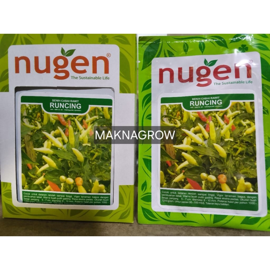 Bibit / benih NUGEN cabe rawit RUNCING putih 10 gr