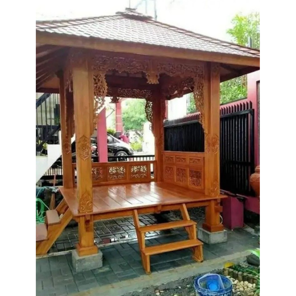 Gazebo Kayu Jati Ukir Modern