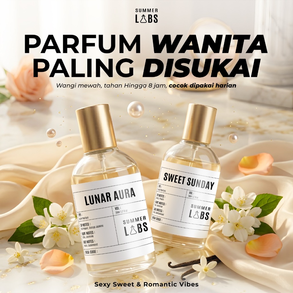 Parfum Bundle 2pcs Lunar Aura & Sweet Sunday Aroma Sexy Sweet Romantic Vibes Parfum Tahan Lama Unise