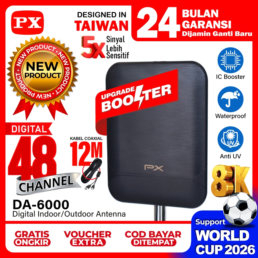 Antena TV Digital Indoor Outdoor Antenna Booster DVBT2 4K PX DA-6000