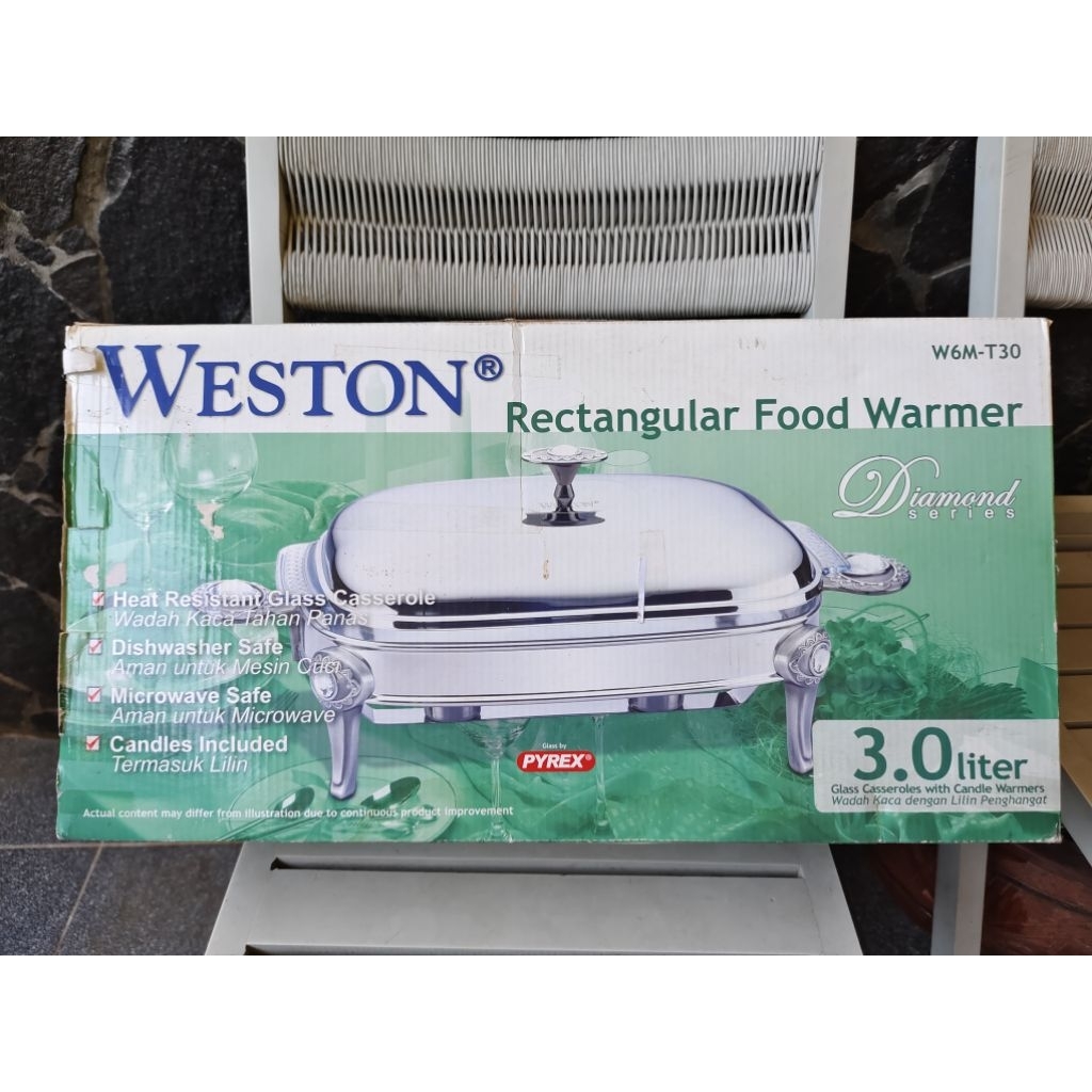 WESTON Rectangular Food Warmer 3.0 Liter (Diamond Series - W6M-T30) // Prasmanan