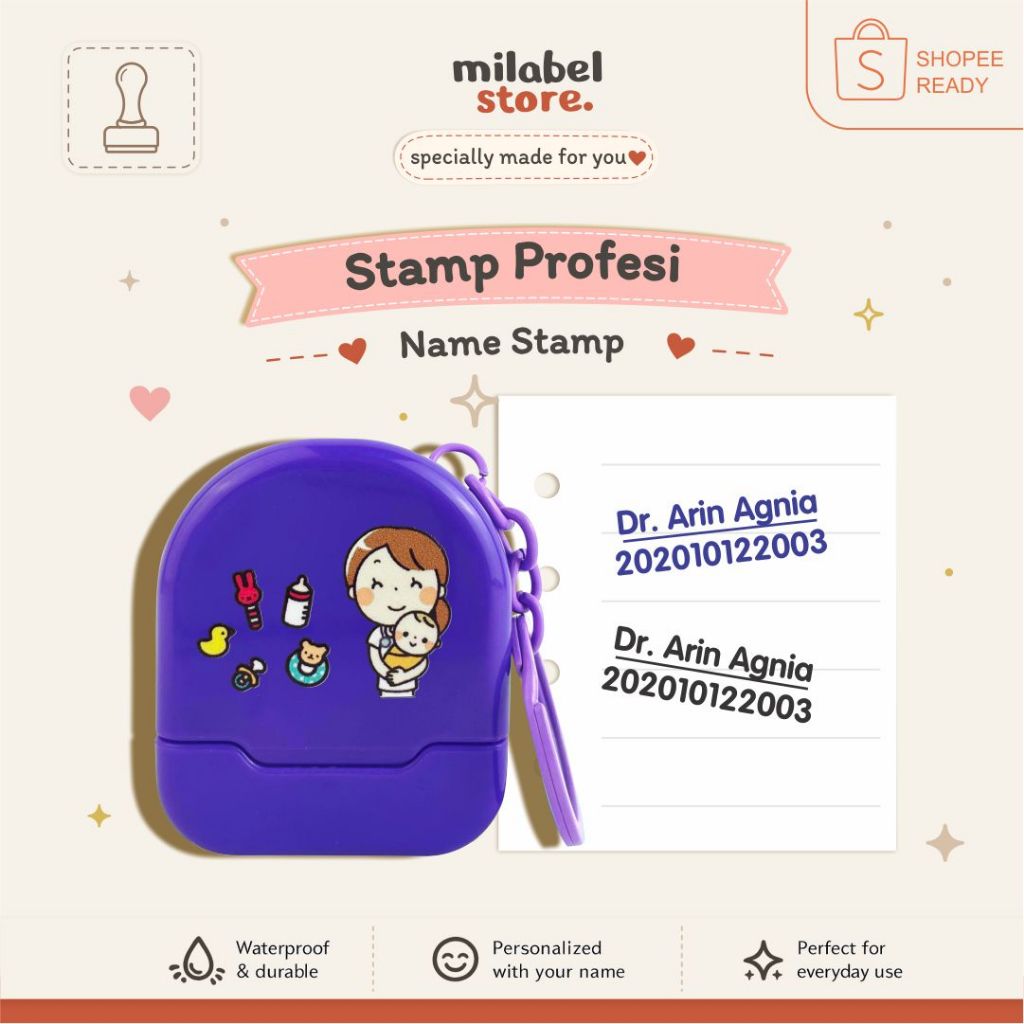 MILABELSTORE - STAMPEL GANTUNGAN PROFESI DOKTER/GURU/SUSTER/BIDAN BEBAS CUSTOM NAMA/NIP/TULISAN TERM
