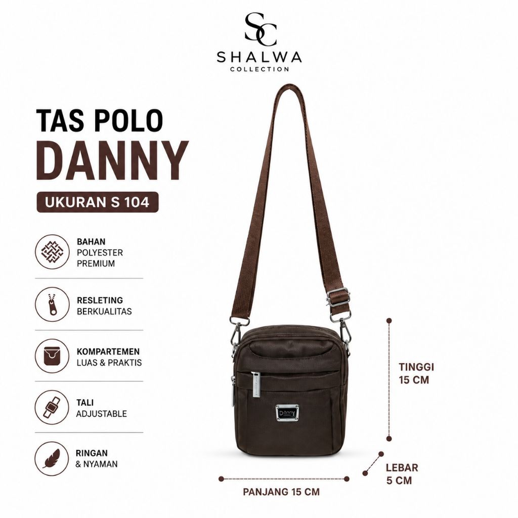 tas polo danny original. tas selempang polo danny ukuran kecil ukuran S. tas selempang multifungsi