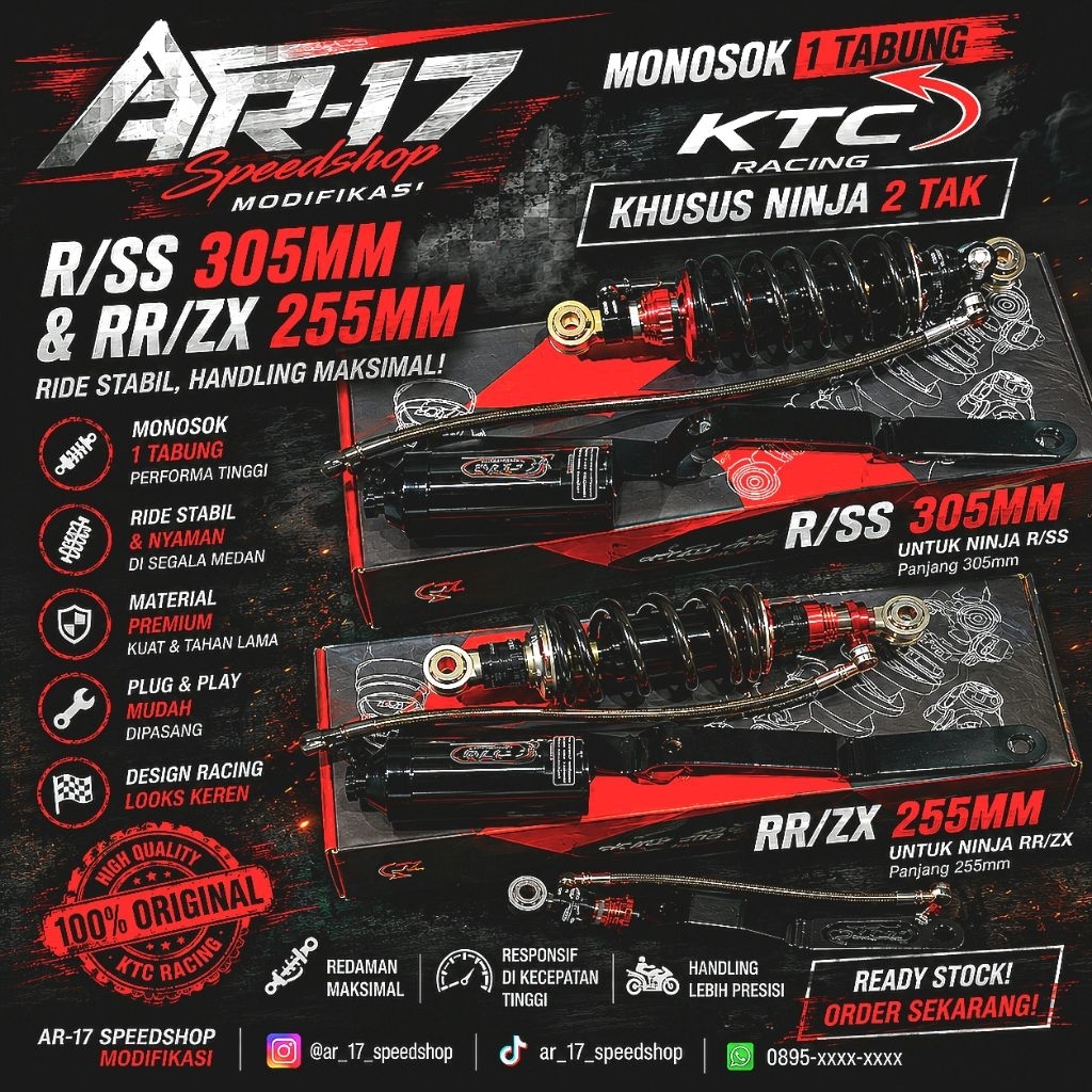 Premium Shock Breaker Monosok KTC Racing ORIGINAL Ninja R SS RR ZX New Old KRR KR Victor Ninja 150 N