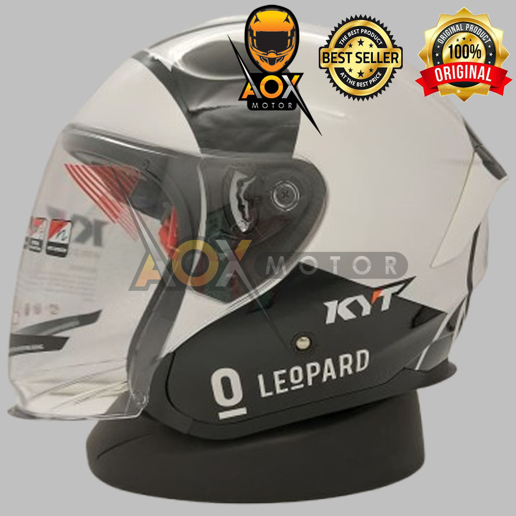 Helm KYT KYOTO RANGER 2.0 Motif Leopard Panda Spoiler Halfface