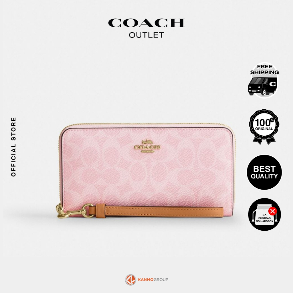 Coach Long Zip Around Wallet In Signature Canvas - Dompet Panjang Wanita