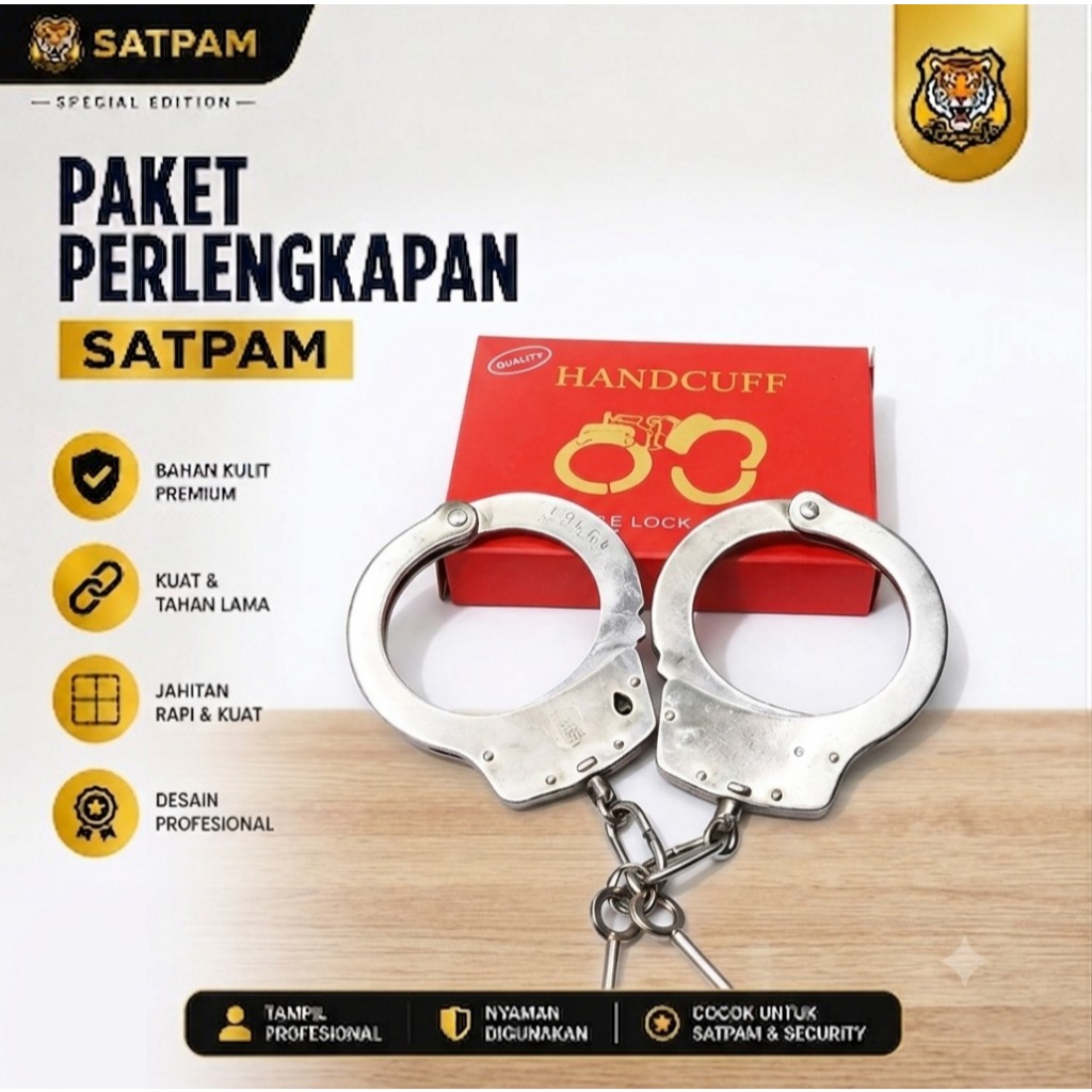 BORGOL TANGAN/HANDCUFF POLRI/POLISI/SATPAM STANLESS ASLI