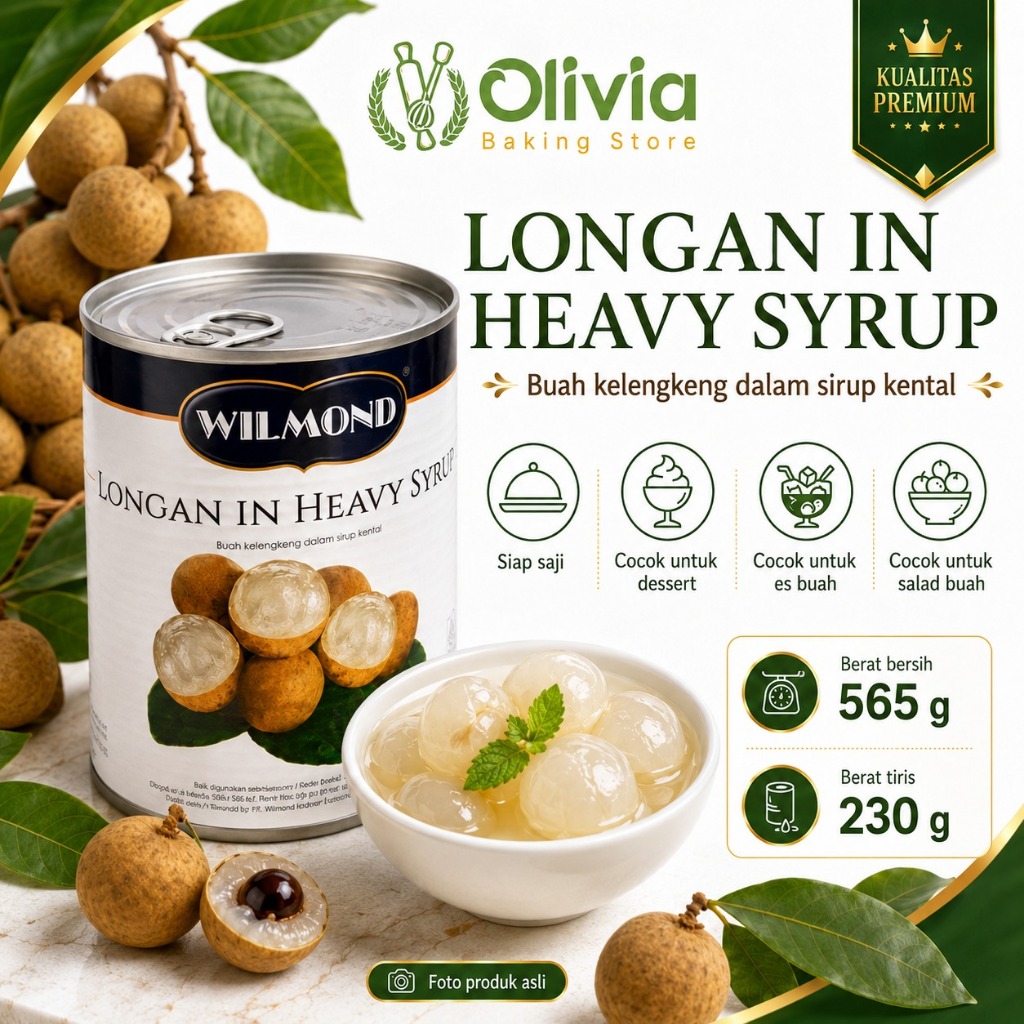 Wilmond Longan in Heavy Syrup 565g HALAL - Kelengkeng Kaleng dalam Sirup Kental Siap Saji | Topping 