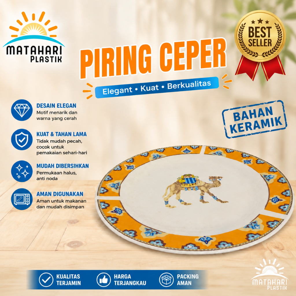 Piring 10,5 Ceper/Piring Bosara Keramik Batu Cantik/Piring Onta 10,5 Ceper/Piring Batu Ceper/Piring 