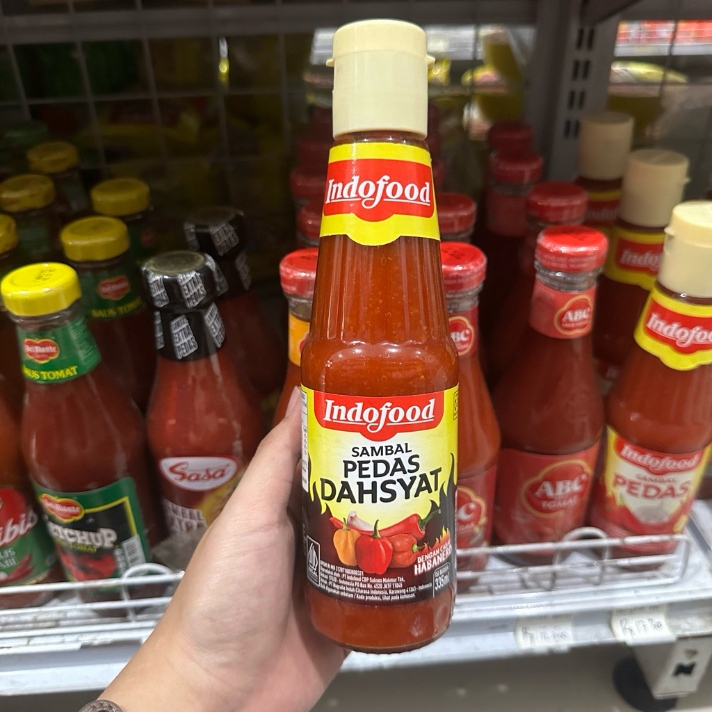 Sambal Indofood Pedas/ Pedas Dashyat 335ml - Rasa Pedas Nikmat, Bumbu Masakan, Cocolan Gorengan