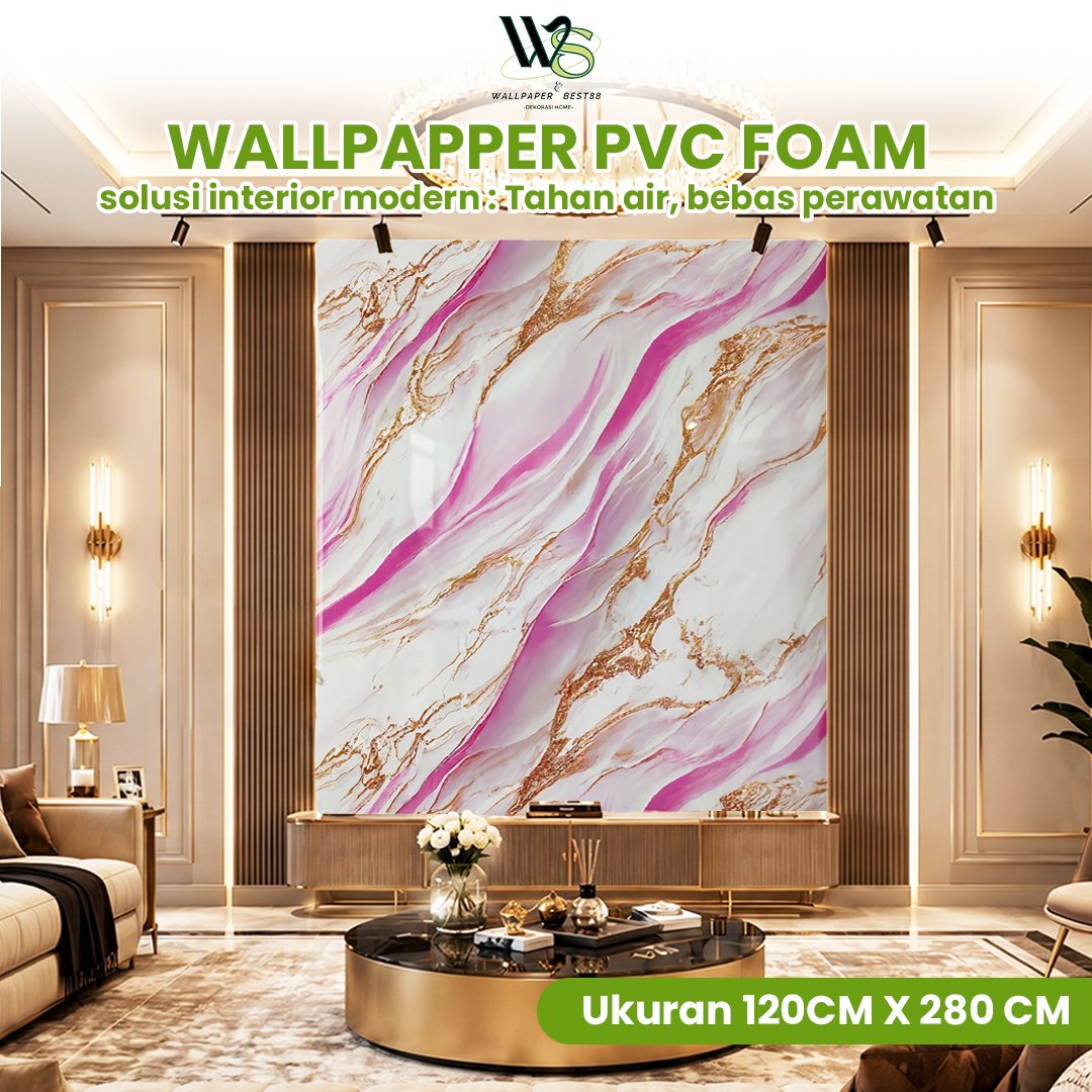 Best - Wallpaper Dinding Foam Vinyl Motif Marmer 2.5mm 1.2x2.8m Anti Air & Tebal