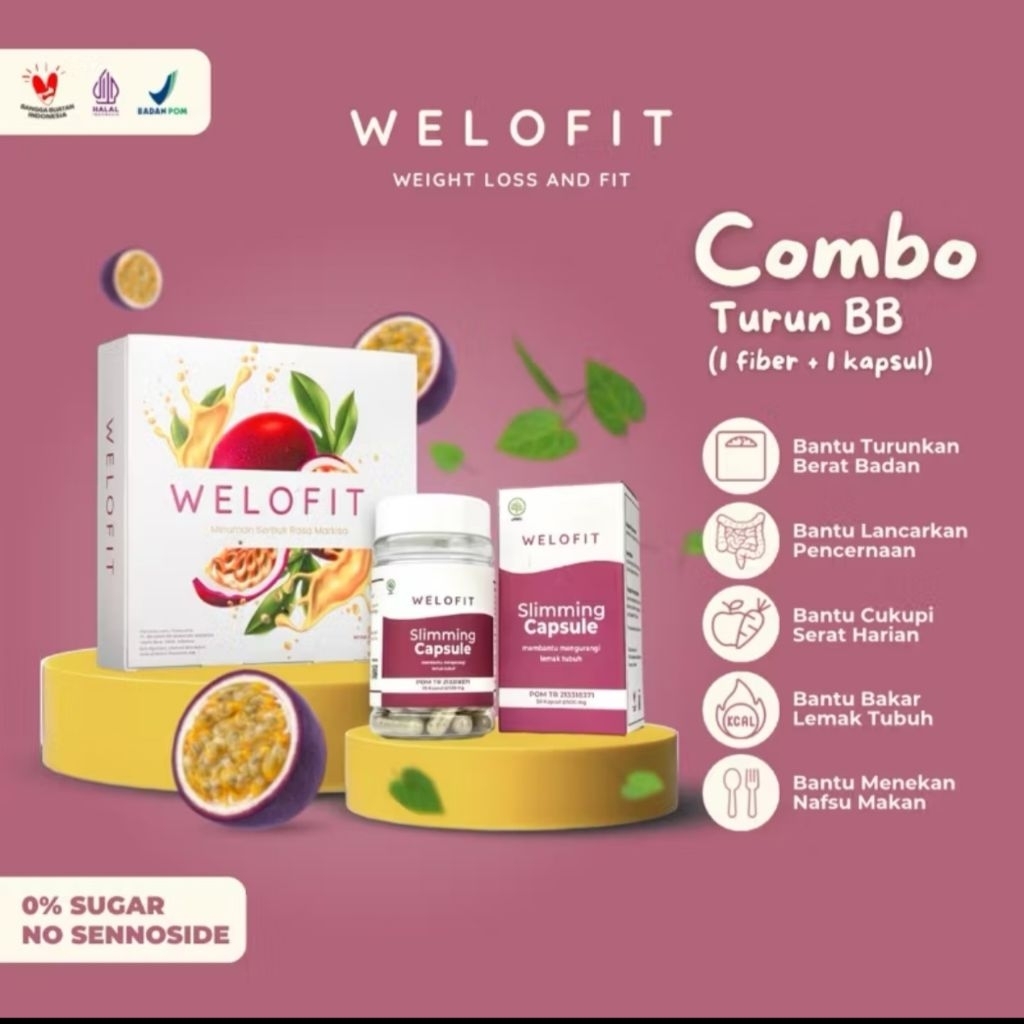 1 Box Welofit Fiber + 1 Botol Welofit Capsule