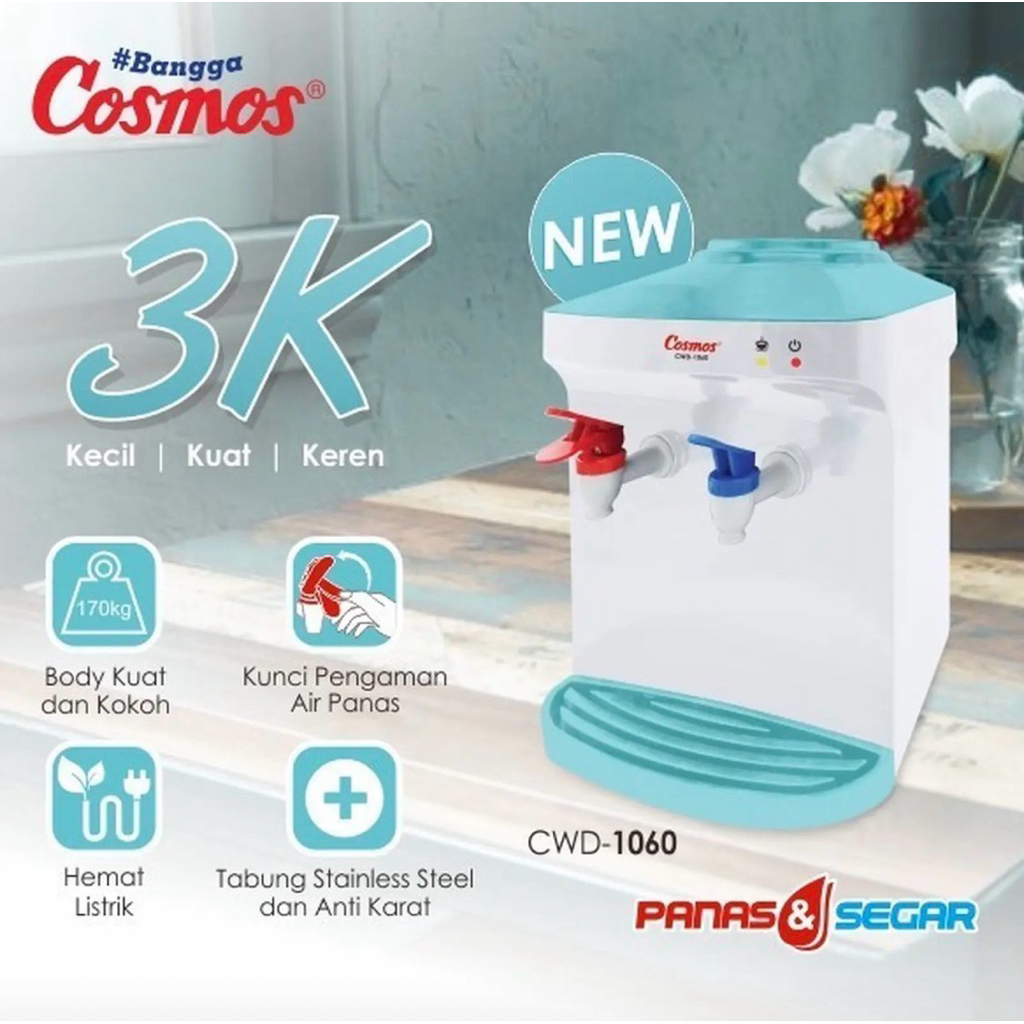 Dispenser Cosmos CWD 1060 Mini Portable Hot Fresh Dispenser Galon Atas Air Panas Normal Hemat Listri