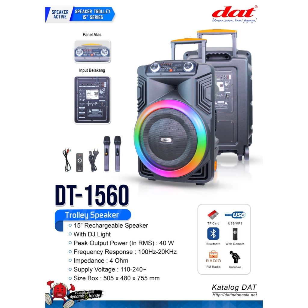 Speaker Karaoke Dat DT 1560 Free 2 Mic Wireless