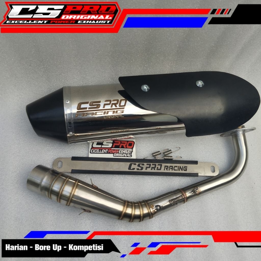 KNALPOT RACING CS PRO NEW TAMENG Bass bulat for NMAX, AEROX, N-MAX NEW, ADV, XMAX, PCX, VARIO, BEAT,