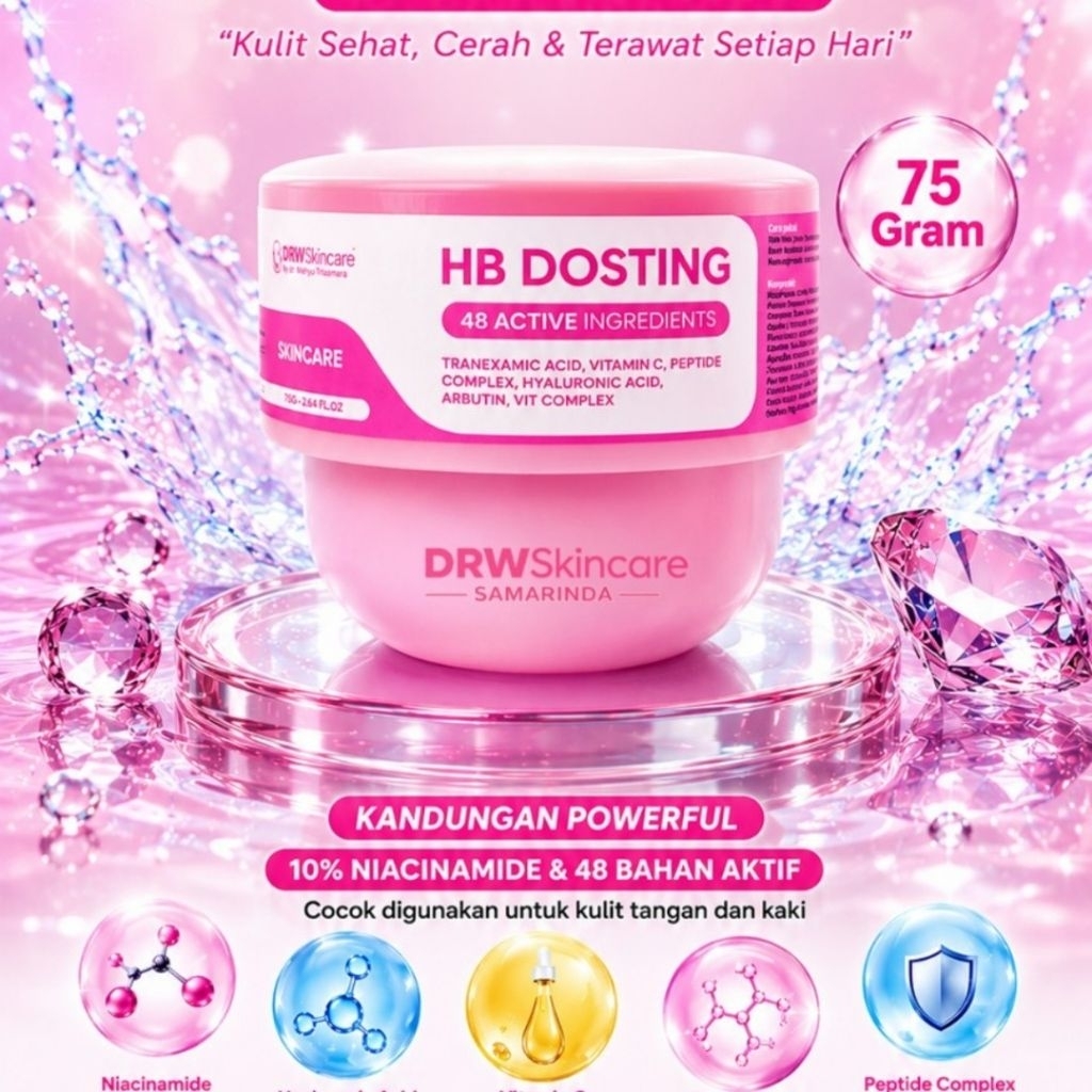 DRW SKINCARE HB DOSTING AMAN BPOM MENCERAHKAN SELURUH BADAN BOOSTER UNTUK KULIT SUSAH PUTIH