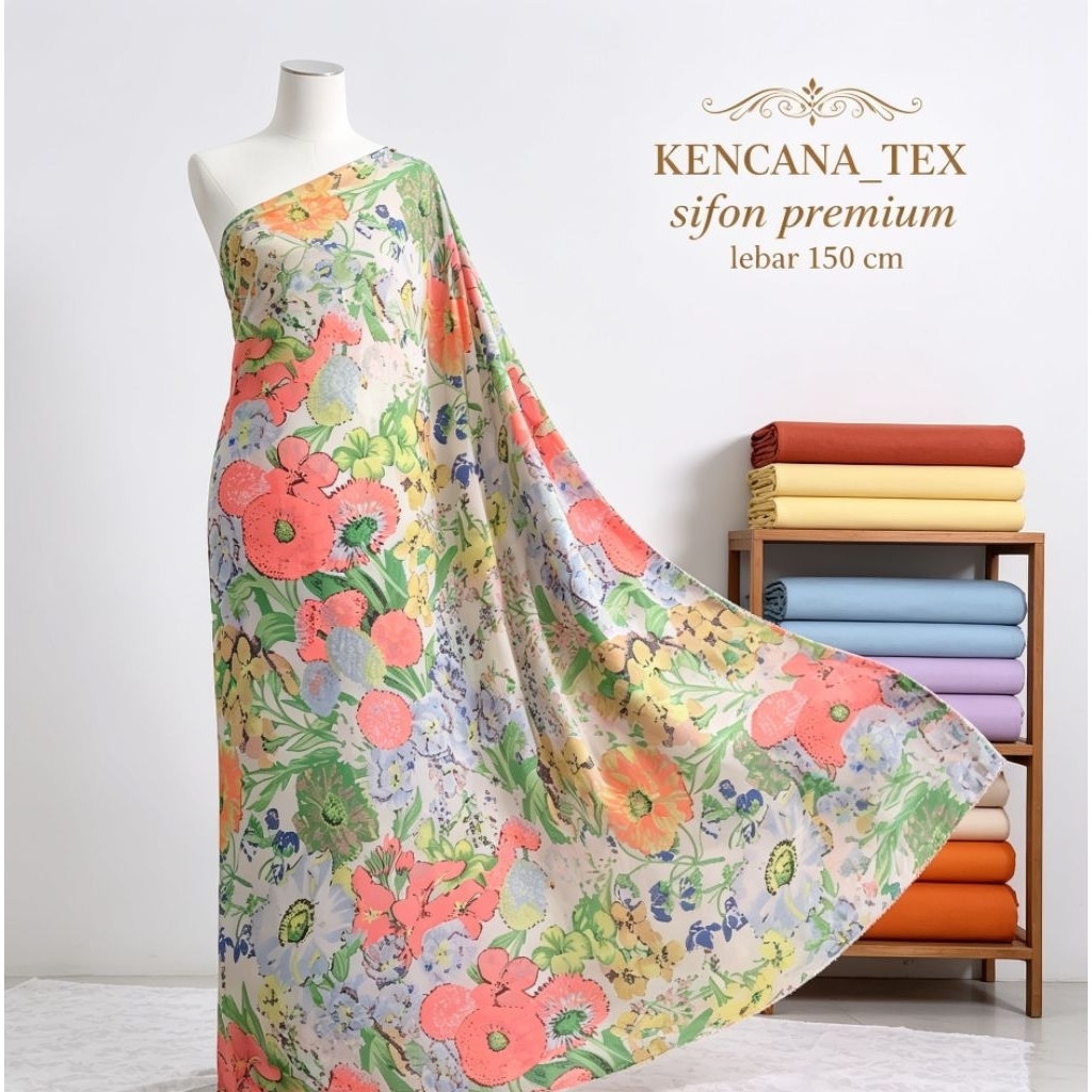 kain sifon motif - kain sifon motif bunga - kain sifon premium - kain sifon motif premium - CL