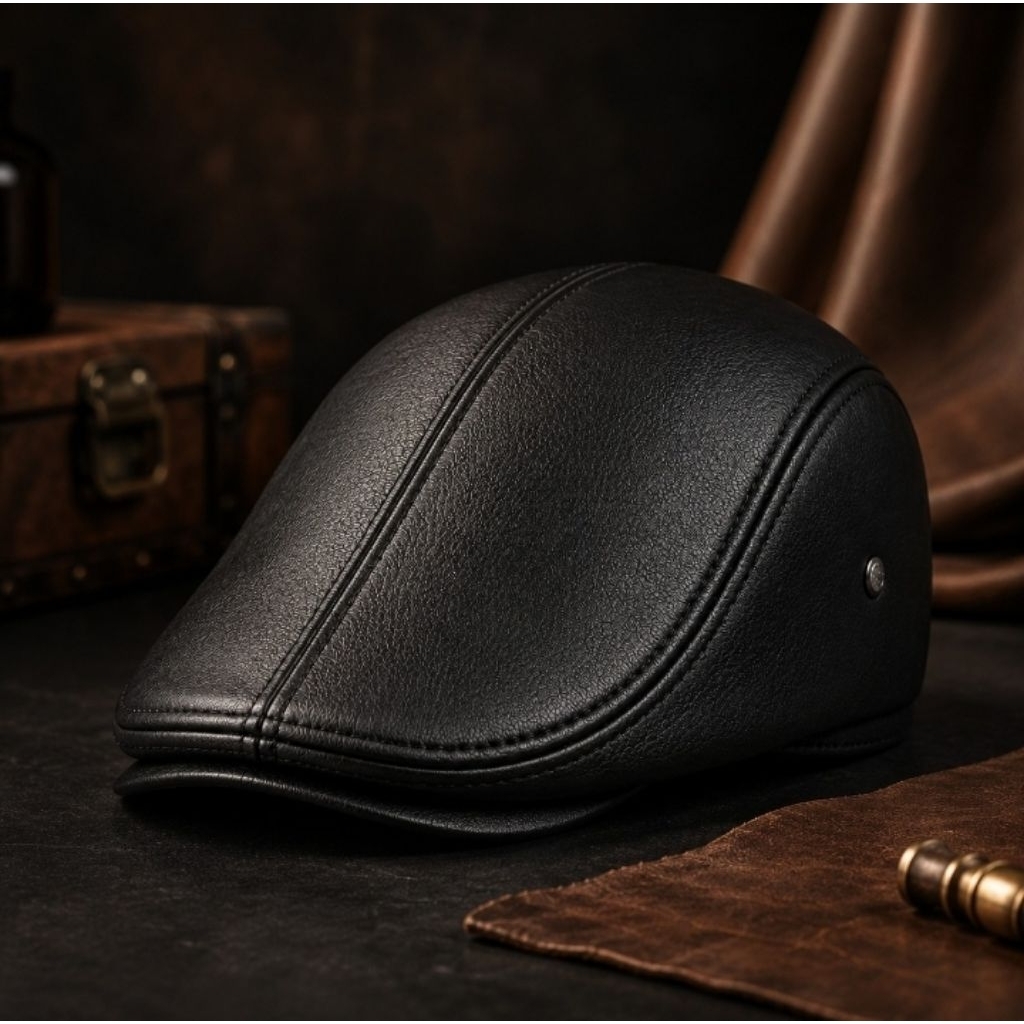 topi kulit pria murah model pet/topi copet model topi pelukis pria