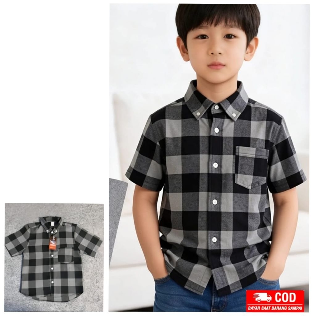 KEMEJA ANAK BAHAN FLANEL IMPORT BAHAN KATUN NYAMAN DAN ADEM DI PAKAI - KEMEJA USAI 3 - 12 TAHUN