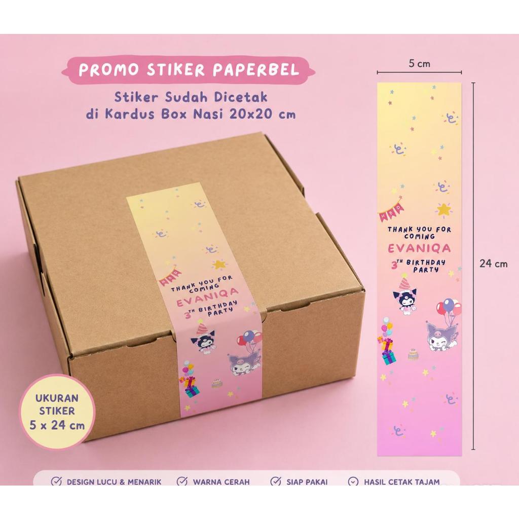 Paper Belt Stiker Nasi Box, Bento Box, Custom Tulisan dan Foto