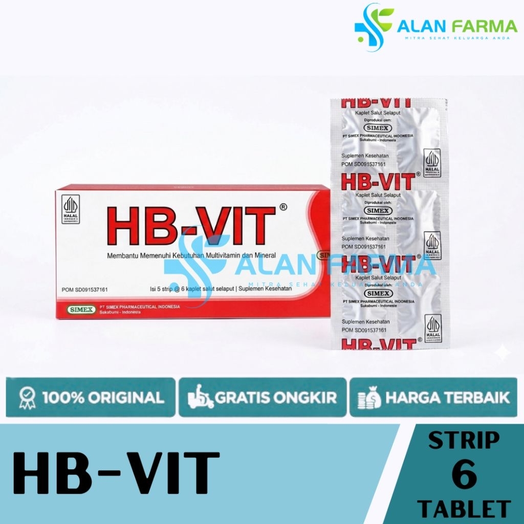 HB-Vit Strip isi 6 Kaplet | HB-Vit 500 | HBVIT | Hb Vit | Vitamin HB Simex
