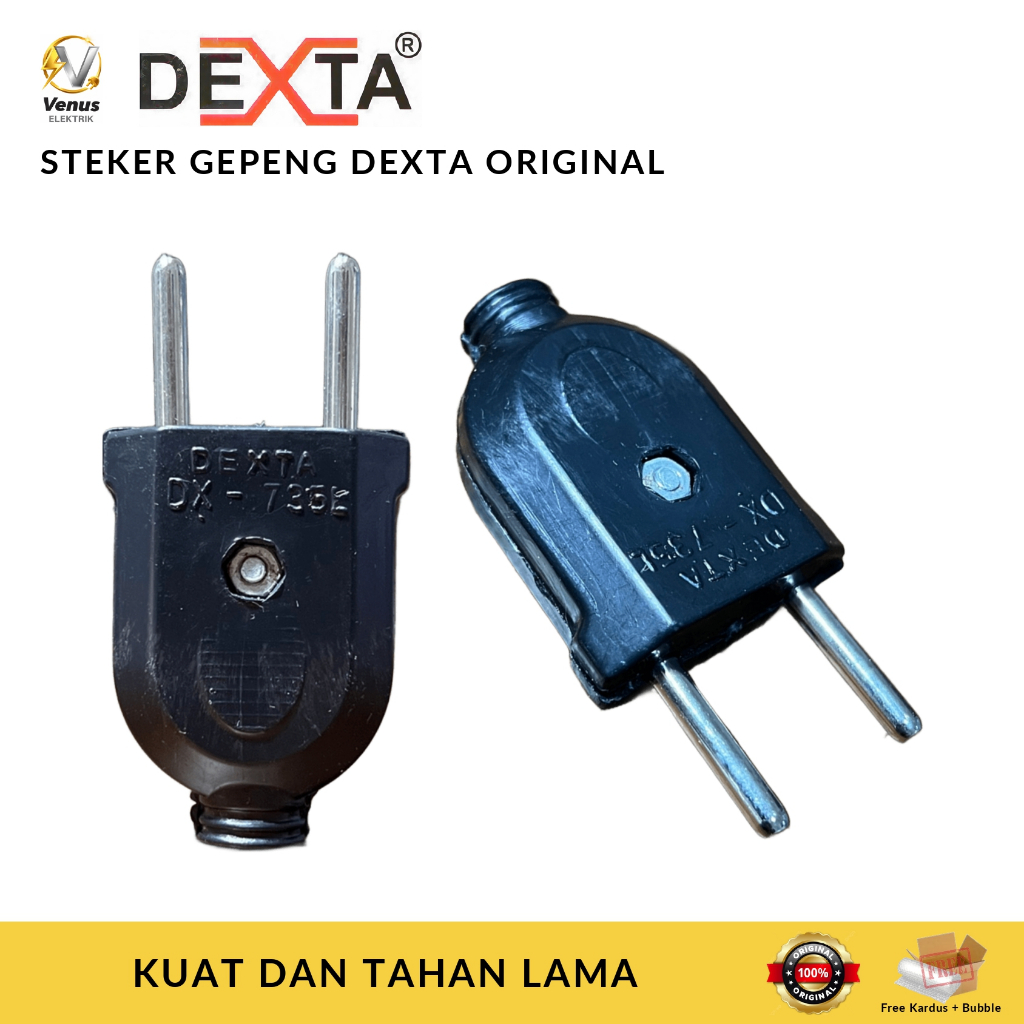 Steker Gepeng Dexta Hitam | Steker Listrik Gepeng