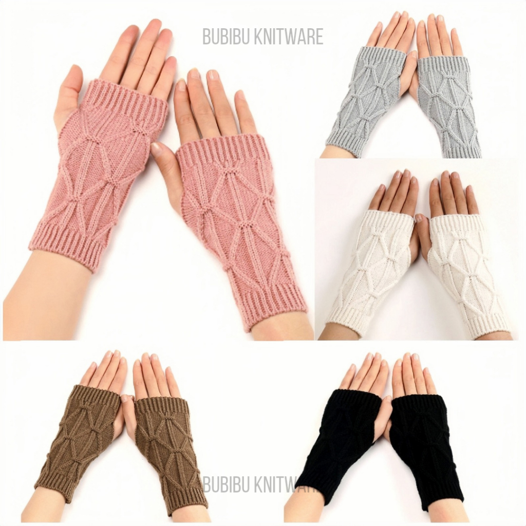 Handsock Rajut Manset Rajut Wanita Motif Diamond
