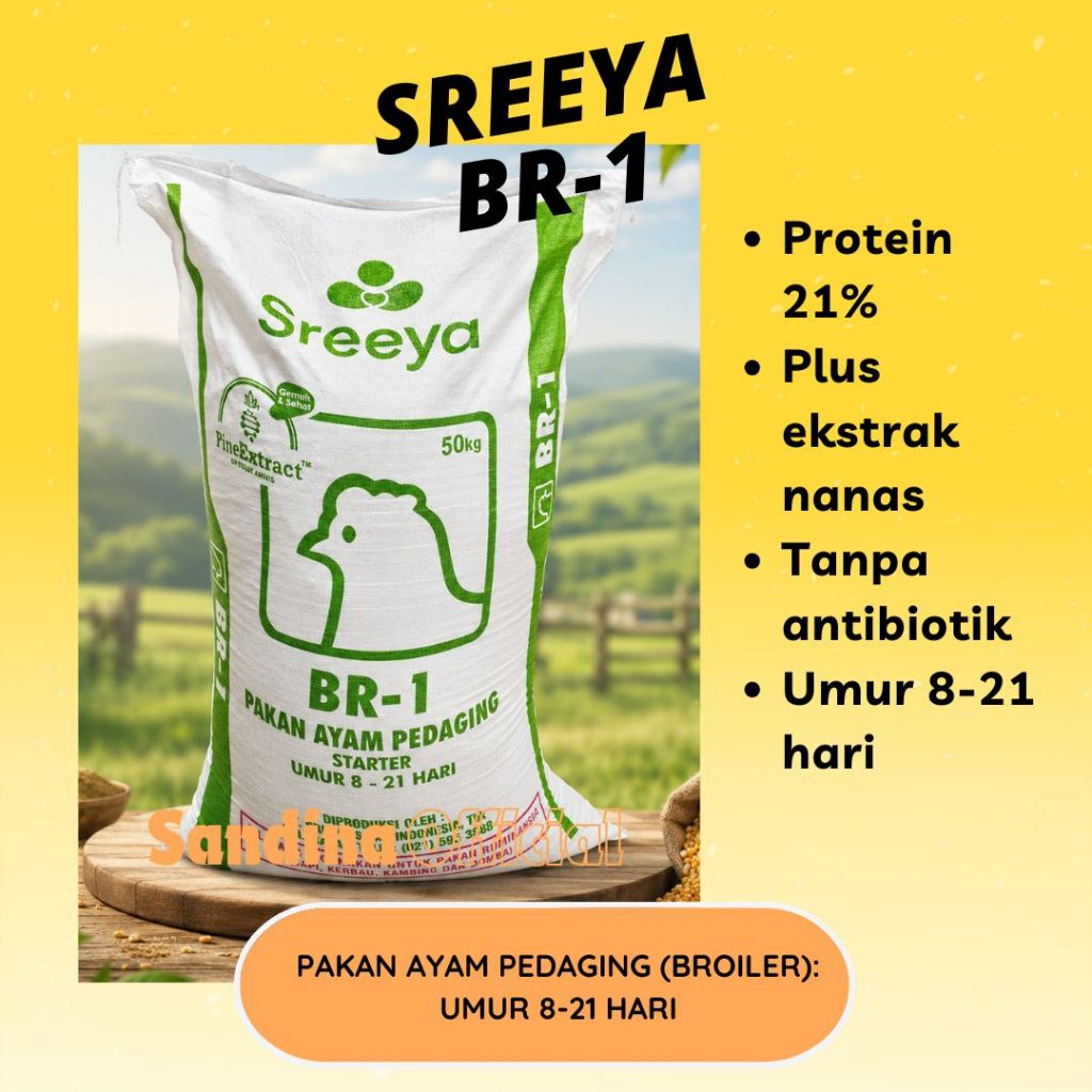 SREEYA BR1 PUR PAKAN MAKANAN AYAM PEDAGING BROILER
