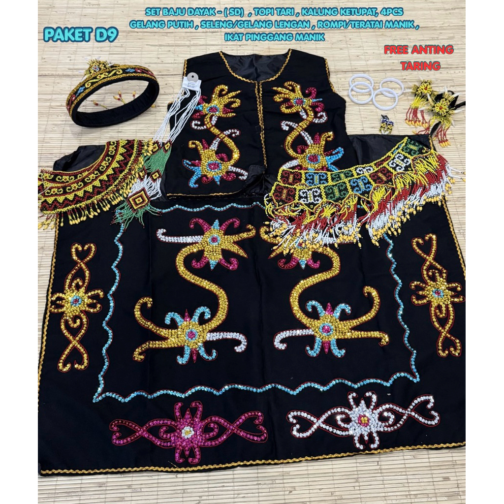 Manika Kaltim -  Set / Paket Baju Anak Dayak Kenyah SD Set Baju Tari Anak Dayak Kenyah Kalimantan  S