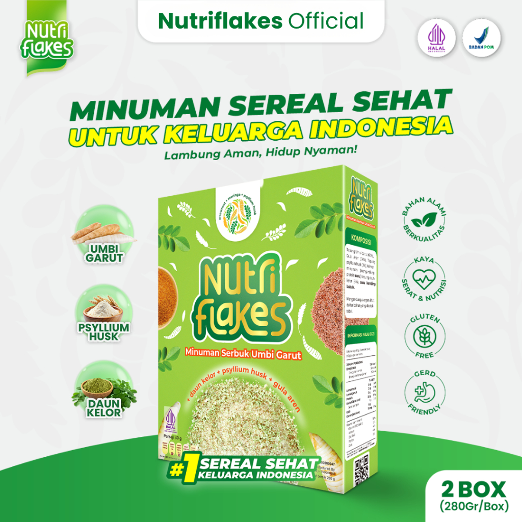 Nutriflakes Sereal Pengganti Sarapan Aman untuk Lambung Paket 2 Box