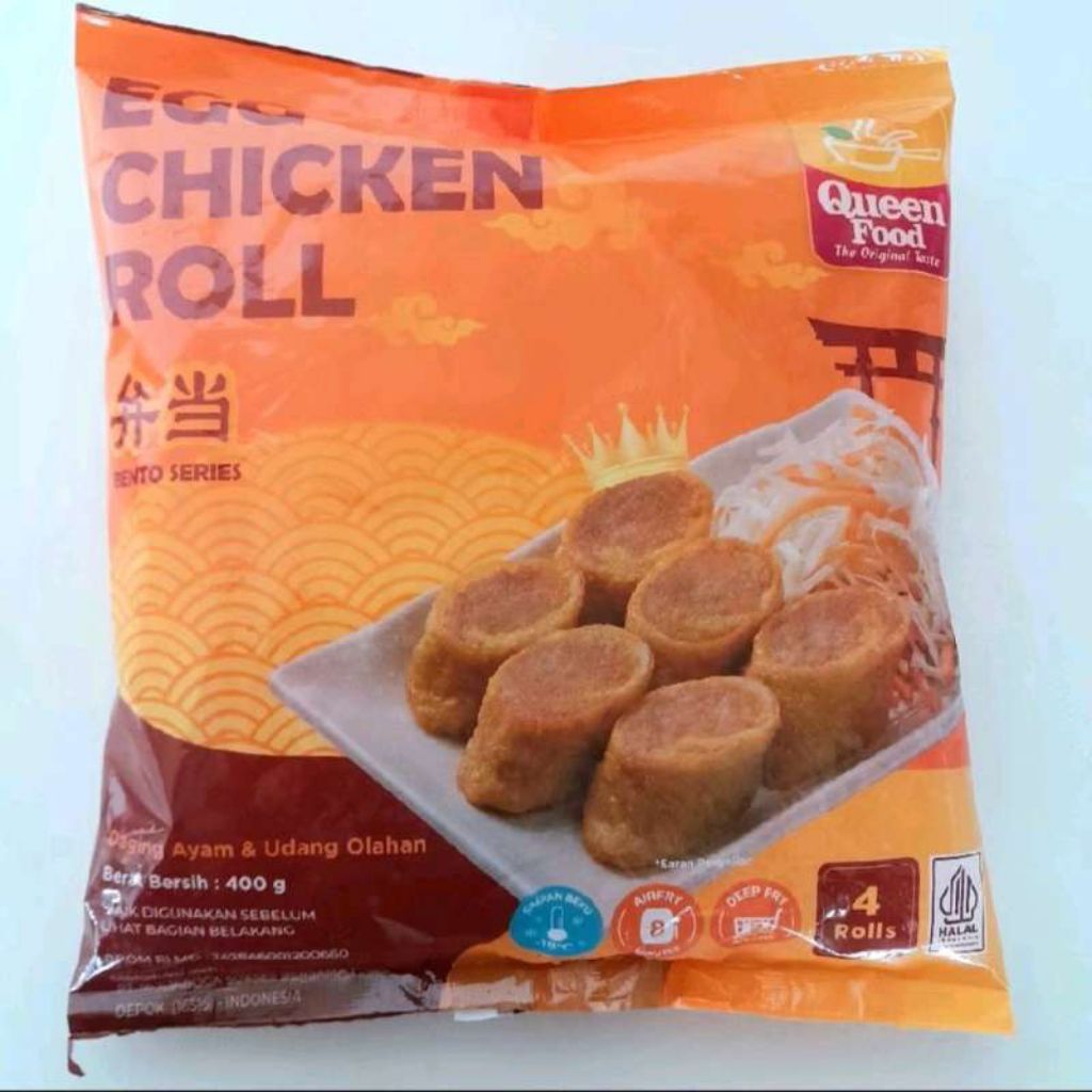 Queen Food - Tori Egg Roll Ayam Bebek Beku 320g - 4 Pcs, Halal, Renyah, Sajian Praktis