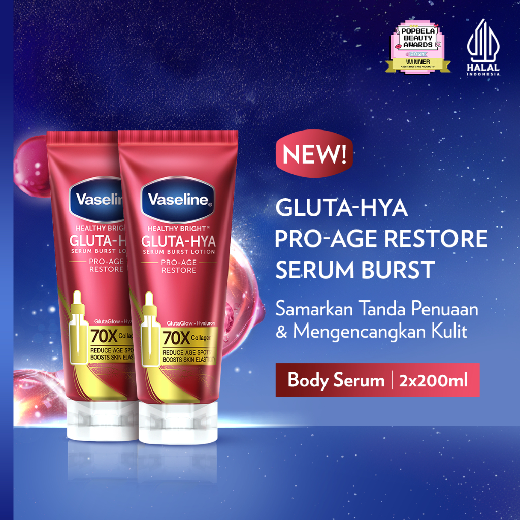 [JENNIE'S PICK] VASELINE GLUTA-HYA PROAGE RESTORE 70X COLLAGEN 200ML x2