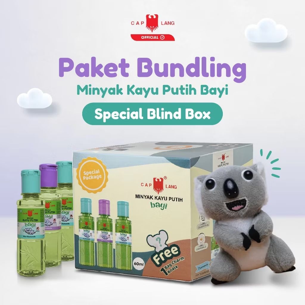 CAP LANG Blind Box Paket Spesial 3 Botol Minyak Kayu Putih Bayi Cap Lang 60ml free Boneka Koala