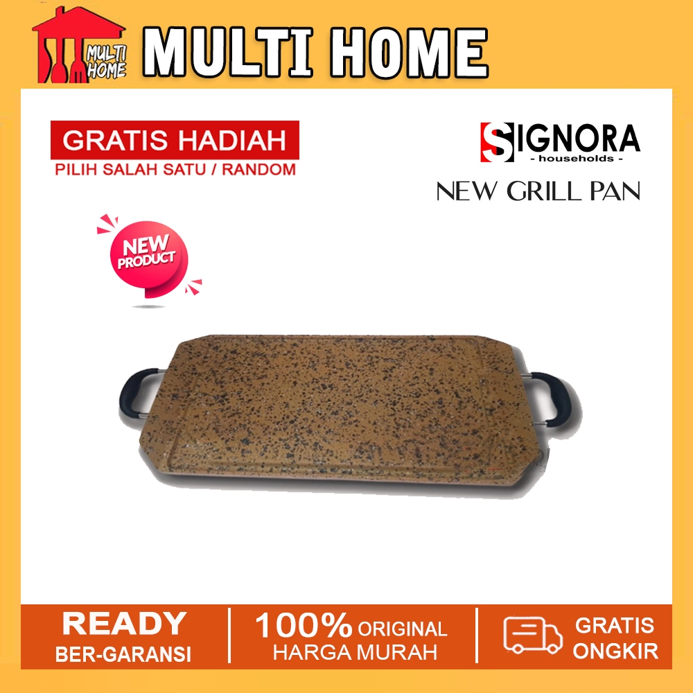 Signora New Grill Pan / Alat Panggang Anti Lengket Free Hadiah