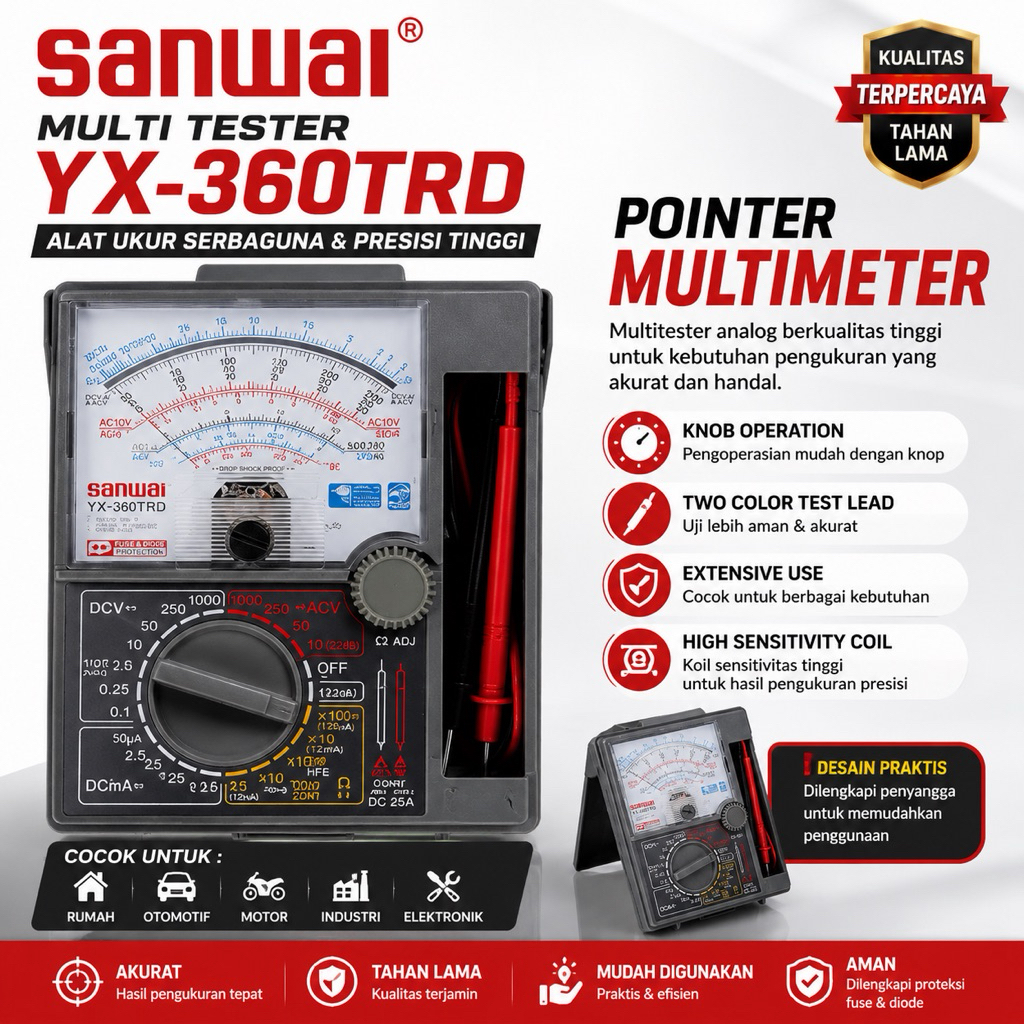 Sanwa Multitester YX-360TRD Analog Multimeter Pointer Tester Listrik