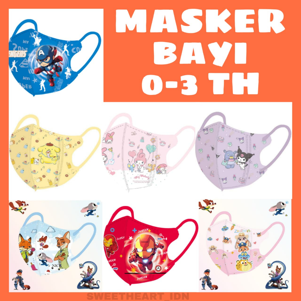 PREMIUM Masker duckbill bayi 0-3 th kemasan INDIVIDUAL PACKING / Masker bayi KF94