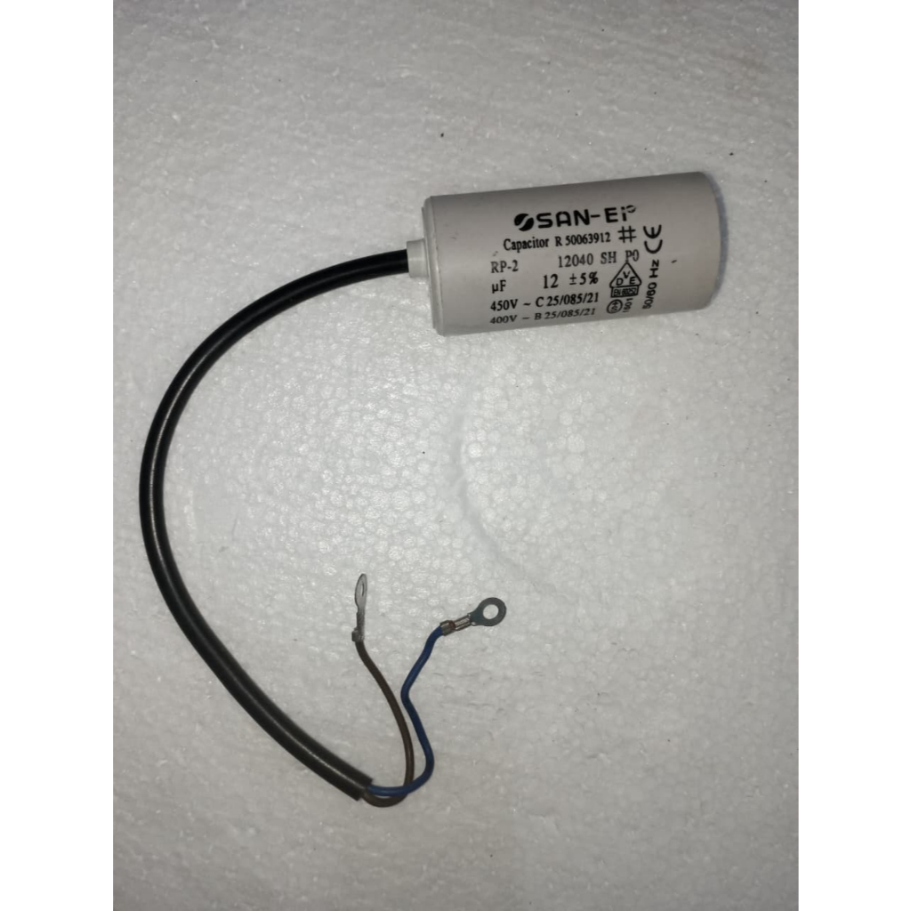 KAPASITOR SANEI 12UF 450V BULAT ORIGINAL / CAPACITOR SAN EI 12 UF 450 V TABUNG / KAPACITOR SE 12 MIK
