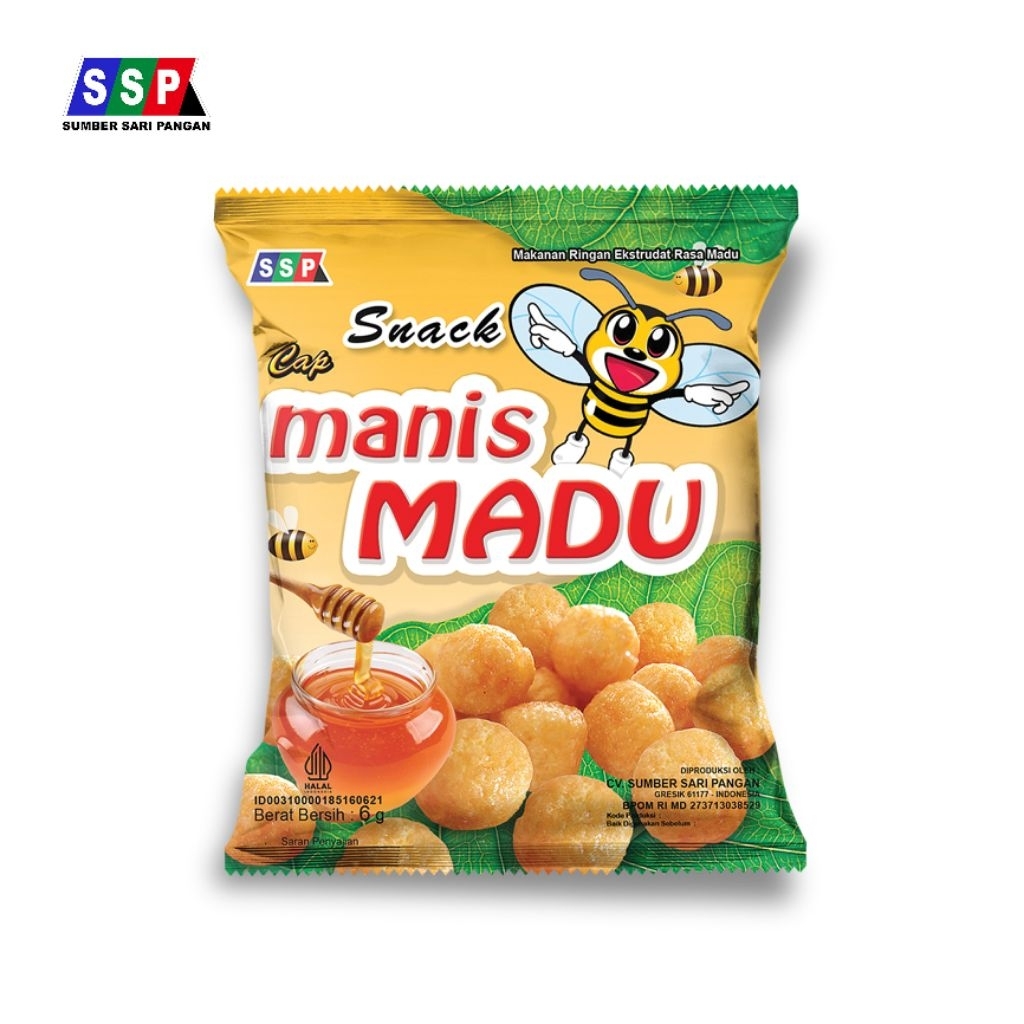 SSP Snack Manis Madu Makanan Ekstrudat Rasa Madu 6g (20 pcs)