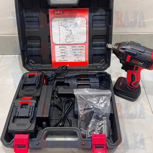 JLD Tool Impact Wrench Cordless JV88-48V 350Nm Original/Mesin Bor 2 Baterai 48v